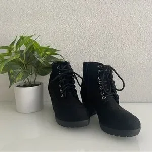 Ankle Boots Soda Women Chunky Thick Heels Lug Sole Faux Fur Ankle